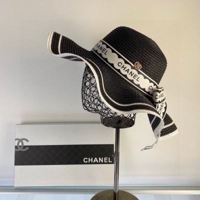 [Chanel Chanel] 2023 new straw wavy sunshade straw hat with ruffles 🤩 beach style, simple and elegant