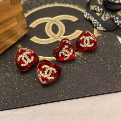 CHANEL🇫🇷Xiaoxiang Crystal Diamond Red Agate Love Stud Earrings