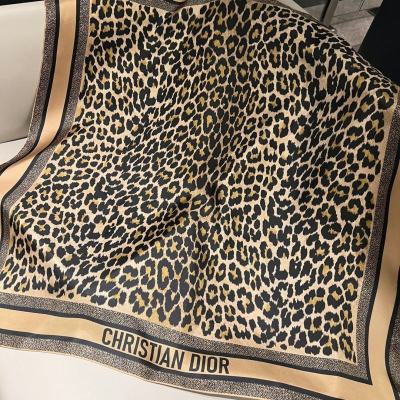 𝐃𝐢𝐨𝐫 ·《Leopard Print Square Scarf》 Gold 100% Silk